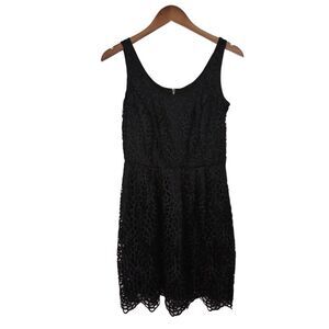 Luxe by Carmen Marc Valvo Black Floral Lace Dress Sz 4